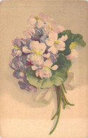 Fleurs - Illustration De Fleurs Blanches Et Parme - Carte Postale Ancienne - Blumen