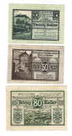 **notgeld   Austria  Kremsmunster  20+50+80 Heller 476/3 A+c Cat Val 3,00 Euro - Autriche