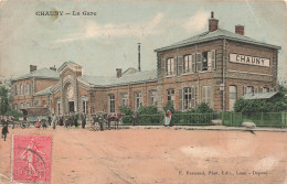 France - Laon - Chauny - La Gare - Colorisé - F. Barnaud - Attelage - Carte Postale Ancienne - Laon