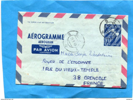 NORVEGE-Aérogramme -postal-stationnery- 90-Ore-1969 Cad    B O >Françe - Lettres & Documents