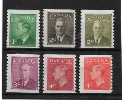 CANADA 1950 - 1951 COIL STAMPS SET SG 419/422a UNMOUNTED MINT/MOUNTED MINT Cat £30 - Rollo De Sellos