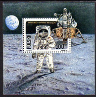 POLAND 1989 First Manned Moon Landing Perforated Block MNH / **.  Michel Block 109A - Unused Stamps