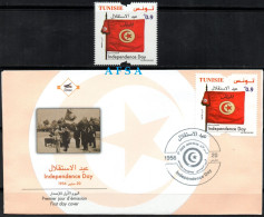 Tunisia 2022 Independence Day  (1 V +FDC ) // Fête De L'indépendance (1val. Env. 1er Jour) - Other & Unclassified