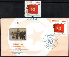 Tunisia 2022 -Independence Day  (1 V +FDC ) // Fête De L'indépendance (1val. Env. 1er Jour) - Enveloppes