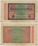 Germany Banknote 20 Thousand 20,000 Mark 1923 Pick-85a VG (catalog US$5) - 20.000 Mark