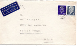 65294 - DDR - 1963 - 40Pfg Ulbricht MiF A LpBf HALLE -> Aloha, OR (USA) - Storia Postale