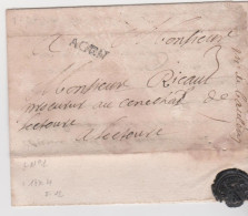 Lot Et Garonne Marque Postale Noire AGEN 27 Xbre 1726 Pour Lectoure Taxe Manuscrite 3 - 1701-1800: Vorläufer XVIII