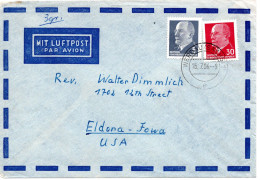65299 - DDR - 1964 - 30Pfg Ulbricht MiF A LpBf WERDAU -> Eldora, IA (USA) - Lettres & Documents