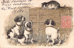 ANIMAUX - CHIENS - Bébé S'amuse Et Vous Embrasse De Tout Coeur - Carte Postale Ancienne - Cani