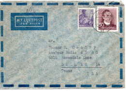 65301 - DDR - 1956 - 50Pfg Cisinski MiF A LpBf LEIPZIG -> Dallas, TX (USA) - Lettres & Documents