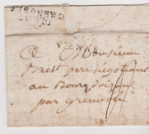 Isère Déboursé Marque Postale DEB 37 GRENOBLE + 37 VIENNE Pour Bourg D'Oisan Lettre Du 4 5 1817 - ....-1700: Vorläufer