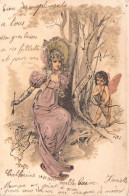 ILLUSTRATEURS - Une Femme Et Un Ange - Chapeau Prairie - Carte Postale Ancienne - Non Classés