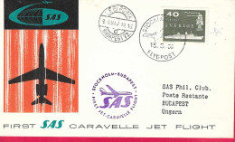 SVERIGE - FIRST CARAVELLE FLIGHT - SAS - FROM STOCKHOLM TO BUCAREST *15.5.59* ON OFFICIAL COVER - Cartas & Documentos