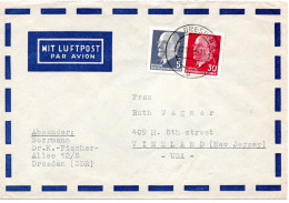 65311 - DDR - 1963 - 30Pfg Ulbricht MiF A LpBf DRESDEN -> Vineland, NJ (USA) - Storia Postale