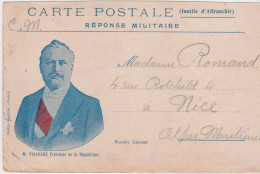 Guerre 14 CP Réponse FM Franchise Réponse Militaire M Poincaré Photo Manuel Paris Edition Nicoise - Guerra Del 1914-18