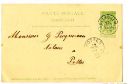 BELGIQUE - SIMPLE CERCLE RELAIS A ETOILES ROLLEGHEM SUR ENTIER CARTE POSTALE 5C ARMOIRIES, 1903 - Sellos Con Estrellas