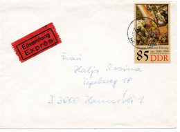 65316 - DDR - 1989 - 85Pfg Muentzer EF A EilBf DRESDEN -> HANNOVER (Westdeutschland) - Lettres & Documents
