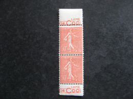 TB Paire Verticale De Carnet Du N° 199c, Neuve XX. Avec PUB Supérieure " COQ " + PUB Inférieure " COQ". - Ungebraucht