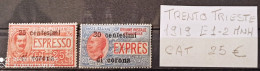 Trento Trieste 1919 E1-E2, Linguellati, MLH Cat 25euro - Trentin & Trieste