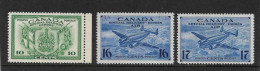 CANADA 1942 - 1943 WAR EFFORT SPECIAL DELIVERY SET SG S12/S14 UNMOUNTED MINT Cat £24+ - Special Delivery