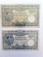 2 Billets Belgique 100 Francs  Ou  20  Belgas 1929 Et 1930 - 100 Francos & 100 Francos-20 Belgas