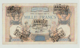 Rare Billet 1000 Francs Cérès Et Mercure Annulé - 1955-1959 Sovraccarichi In Nuovi Franchi