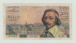 1000 Richelieu  Du 2-6-1955 - 1955-1959 Overprinted With ''Nouveaux Francs''