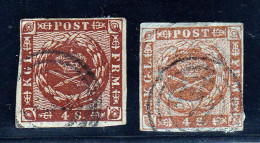 DANEMARK - TIMBRE N°8 X 2 OBLITERES - Used Stamps