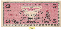 ILOILO  Province 5 Pesos  #328  Idem Et Série De 1943   Pr. NEUFS - Philippines