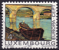 Luxembourg YT 856 Mi 904 Année 1975 (Used °) Europa - Art - Bateaux - Peinture - Pont - Gebraucht