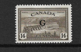 CANADA 1950 14c OFFICIAL 'G' OVERPRINT SG O186 MOUNTED MINT Cat £23 - Opdrukken