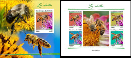 Niger 2022, Animals, Bees, 4val In BF +BF IMPERFORTED - Abeilles