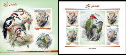 Niger 2022, Animals, Woodpeckers, 4val In BF +BF IMPERFORTED - Pics & Grimpeurs