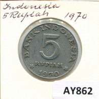 5 RUPIAH 1970 INDONESIA Coin #AY862.U - Indonésie