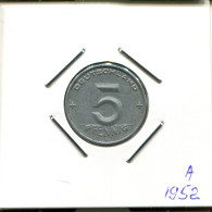 5 PFENNIG 1952 DDR EAST DEUTSCHLAND Münze GERMANY #AR755.D - 5 Pfennig