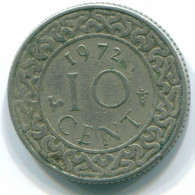 10 CENTS 1972 SURINAME Netherlands Nickel Colonial Coin #S13278.U - Surinam 1975 - ...