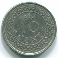10 CENTS 1962 SURINAME Netherlands Nickel Colonial Coin #S13224.U - Suriname 1975 - ...