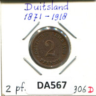2 PFENNIG 1906 G DEUTSCHLAND Münze GERMANY #DA567.2.D - 2 Pfennig