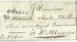 LETTRE GENEVE POUR ST MAURICE REGION VEILLERIS ( RRR ) DE 1838 LETTRE COVER - ...-1845 Prefilatelia