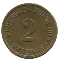 2 PFENNIG 1912 J DEUTSCHLAND Münze GERMANY #AD472.9.D - 2 Pfennig