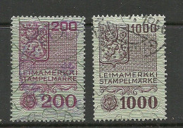 FINLAND FINNLAND Stempelmarken Documentary Tax Taxe 200 & 100 Mk. O - Revenue Stamps