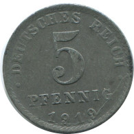 5 PFENNIG 1919 A ALEMANIA Moneda GERMANY #AE301.E - 5 Rentenpfennig & 5 Reichspfennig