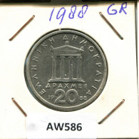 20 DRACHMES 1988 GRECIA GREECE Moneda #AW586.E - Grèce