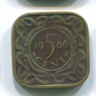 5 CENTS 1966 SURINAME Netherlands Nickel-Brass Colonial Coin #S12795.U - Surinam 1975 - ...