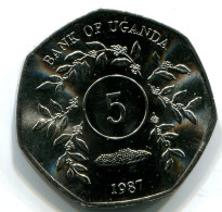 5 SHILLINGS 1987 UGANDA UNC Coin #W11224.U - Oeganda
