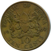 10 CENTS 1969 KENYA Moneda #AR852.E - Kenya