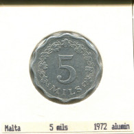 5 MILS 1972 MALTE MALTA Pièce #AS643.F - Malte