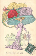 ILLUSTRATEURS NON SIGNE - Femme - Chapeau Atypique - Roses - La Parisienne En 1909  - Carte Postale Ancienne - Unclassified