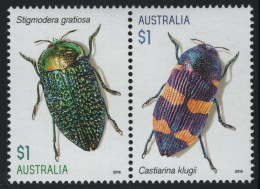 Australia 2016 MNH Sc 4531a $1 Jewel Beetles Pair - Mint Stamps