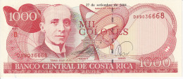 BILLETE DE COSTA RICA DE 1000 COLONES AÑO 2004 SERIE D SIN CIRCULAR (UNC)  (BANKNOTE) - Costa Rica